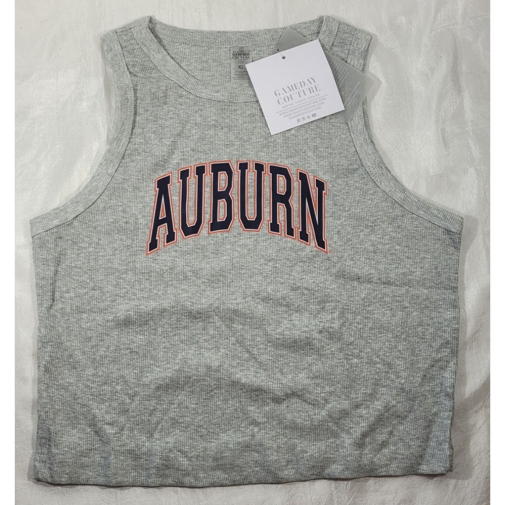 Gameday Couture Women's Auburn Tigers Ribbed Crop Tank Top - Gray - XL